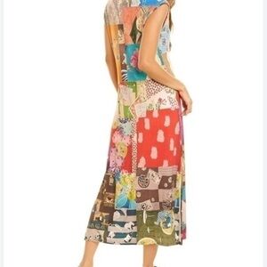 Johnny Was Colorful Patchwork Midi Dress